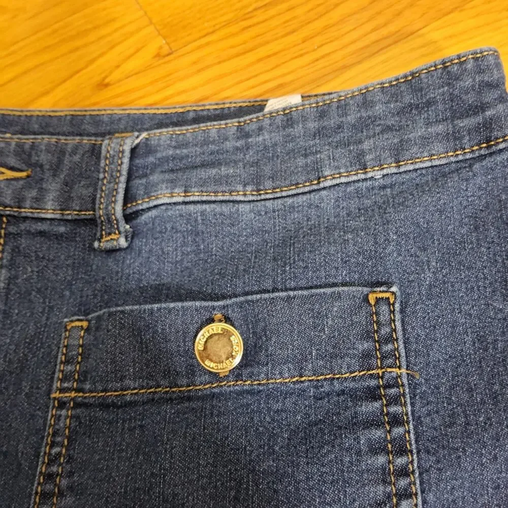 Michael Kors High Rise Relaxed Straight Leg Women’s 16 Blue Denim Utility Pocket